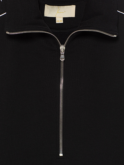 Black tracksuit with cropped sweatshirt and cornflower embroidery, 4