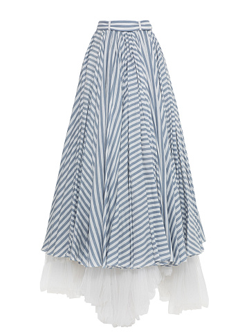 White Maxi Skirt With Blue Stripe, 2