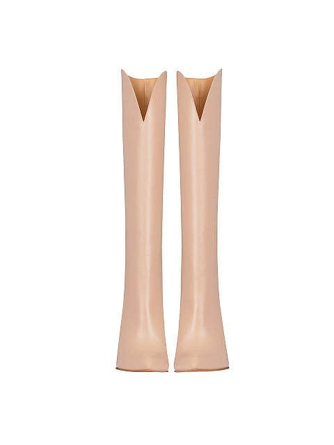 Light Pink Leather High Heel Boots, 2