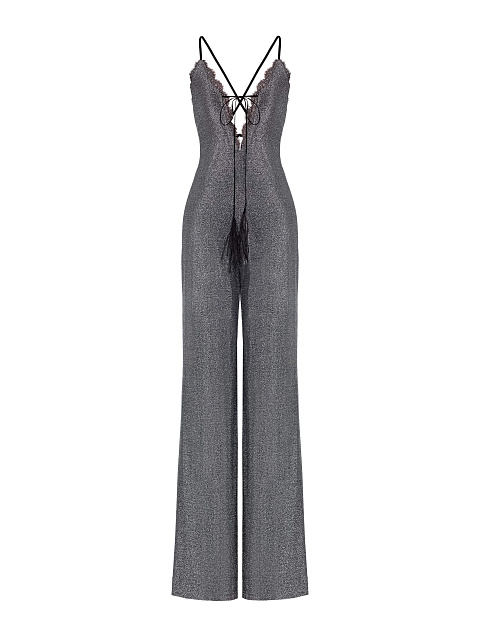 Black knitted jumpsuit with lurex, 1