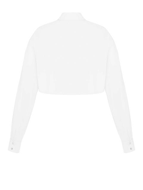 White Cotton Cropped Shirt, 3