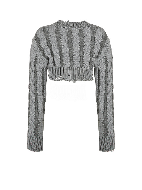 Graphite Distressed Cable Knit Super Cropped Sweater, 2 Graphite Distressed Cable Knit Super Cropped Sweater, 2