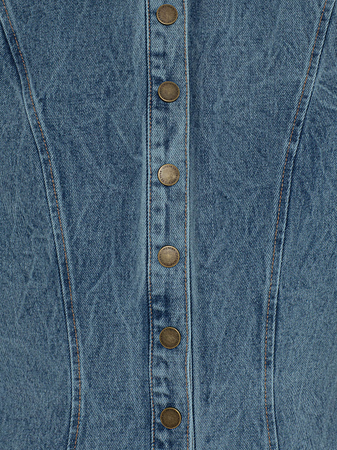 Denim Mini Dress With Buttons, 3