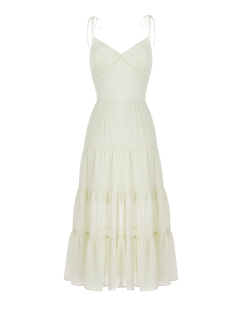 Light Yellow Polka Dot Chiffon Midi Dress , 1 Light Yellow Polka Dot Chiffon Midi Dress , 1