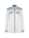 Белая рубашка из кружева и денима