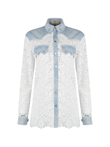 White Lace Denim Shirt, 1