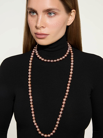 Peach-pink pearl necklace, 2