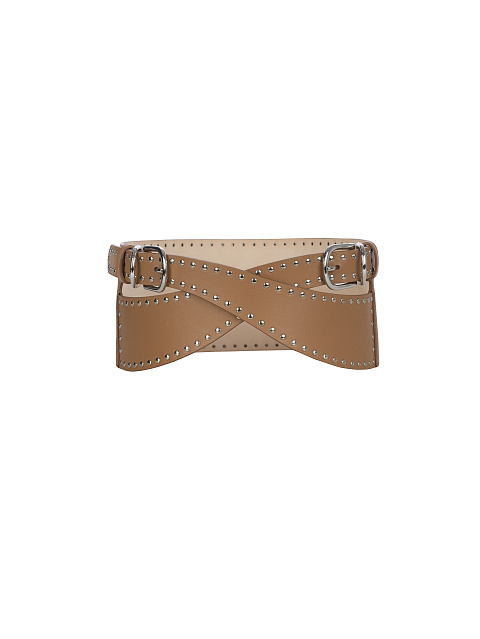 Brown Leather Wide Double Belt, 1