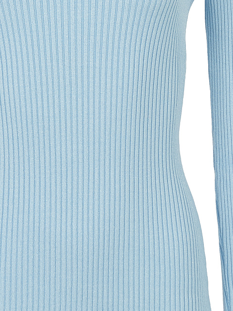 Light Blue Rib Knit Turtleneck Mini Dress, 3
