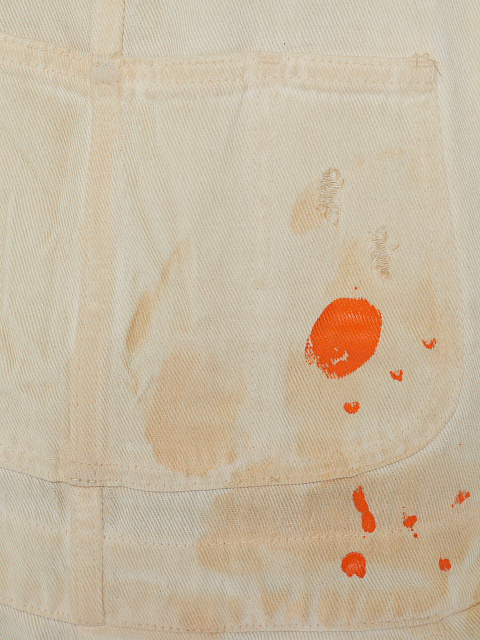 Beige Distressed Denim Jumpsuit, 3