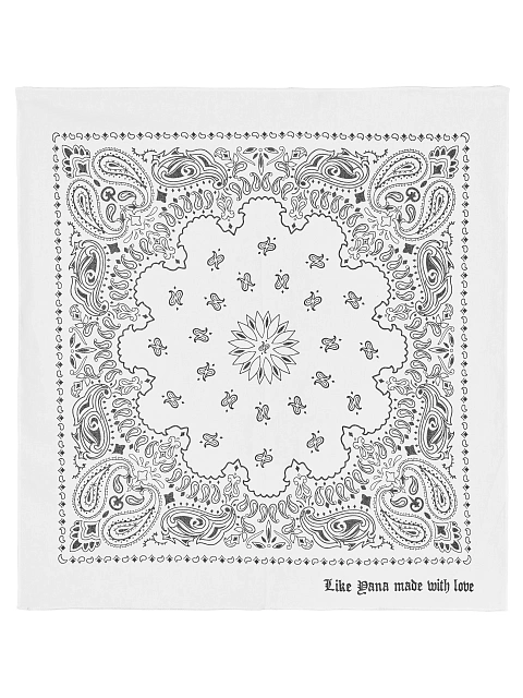 White Cotton Paisley Printed Bandana, 1
