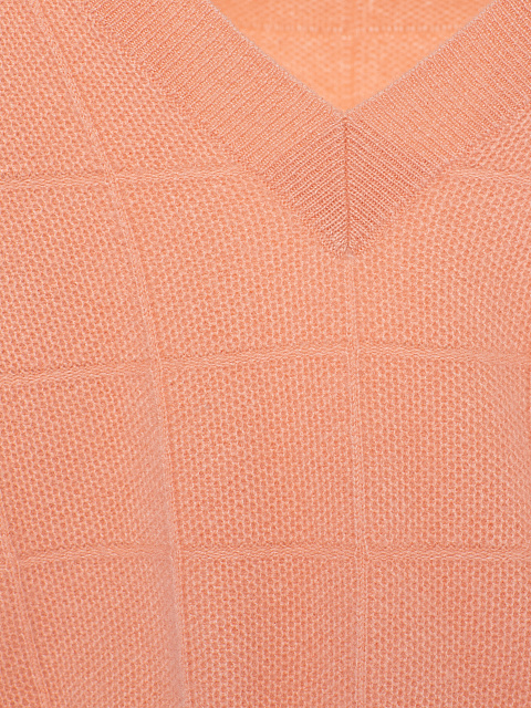 Peach Pink Cashmere V-neck Sweater, 3