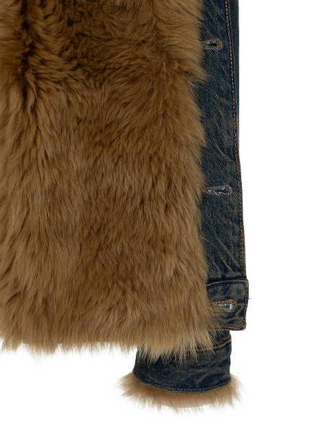 Blue Denim Jacket With Shearling Fur, 3 Blue Denim Jacket With Shearling Fur, 3