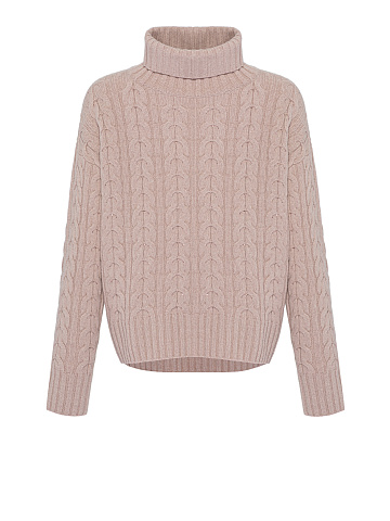 Light Pink Cashmere Turtleneck Sweater, 1
