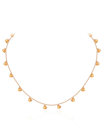 Gold-plated silver necklace with heart-shaped cubic zirconia, 1