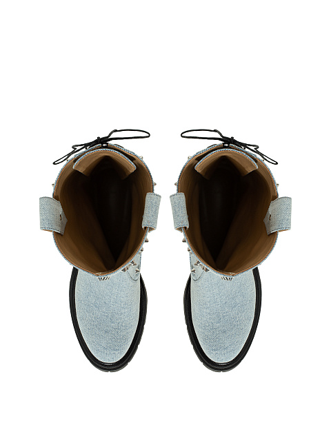 Light Blue Studded Denim Boots, 4