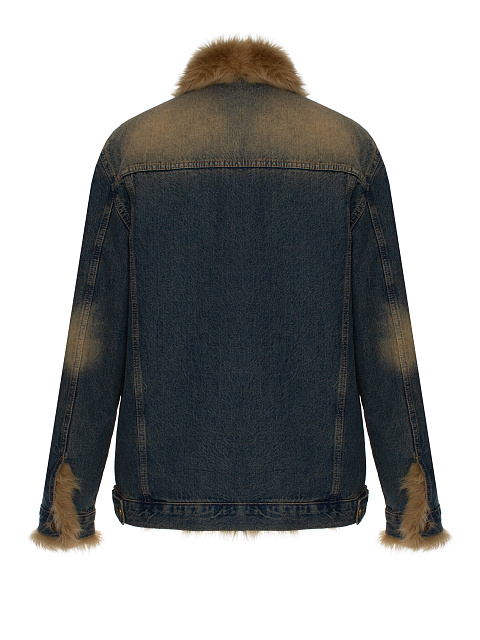 Blue Denim Jacket With Shearling Fur, 2 Blue Denim Jacket With Shearling Fur, 2