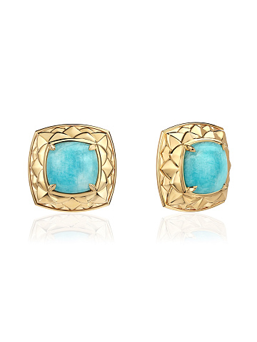 Yellow gold earrings with amazonite, 1