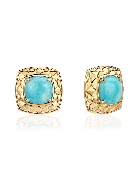 Yellow gold earrings with amazonite, 1