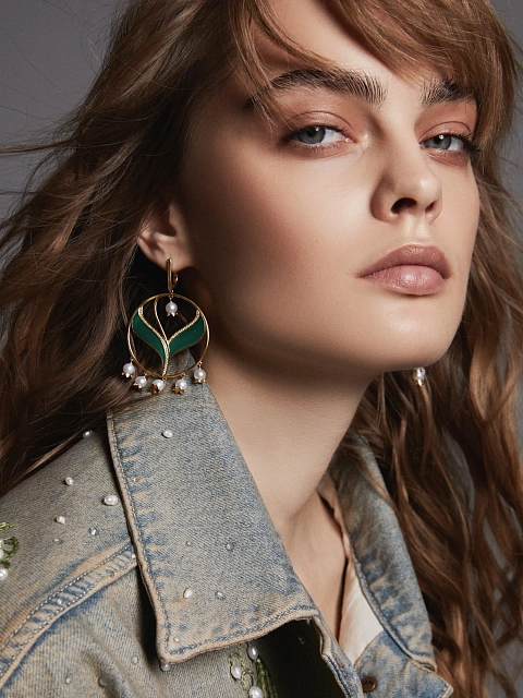 Gold, Pearls & Yellow Diamonds Hoop Earrings, 4