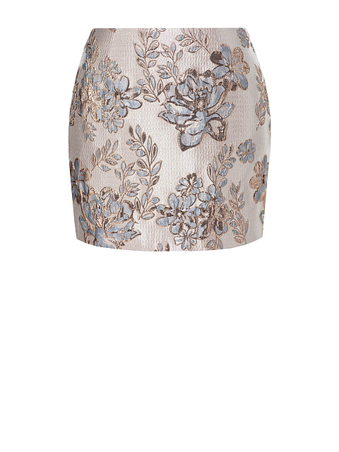 Pink Floral Two-piece Suit With Cropped Jacket And Mini Skirt, 3