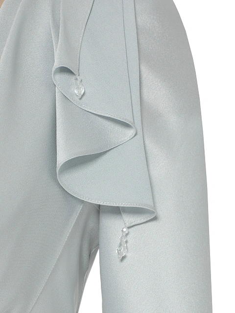 Grey Feathered & Draped Silk Maxi Dress, 8