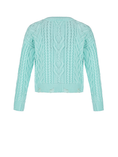 Kids Turquoise Cable Knit Cotton Mix Sweater, 2