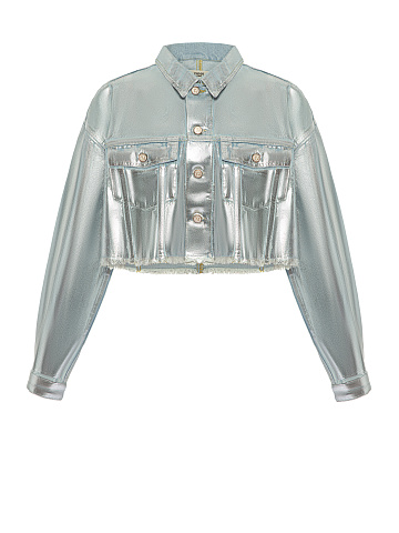 Silver Plated Light Blue Denim Jacket, 1