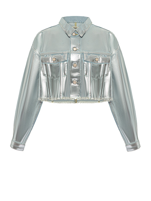 Silver Plated Light Blue Denim Jacket, 1 Silver Plated Light Blue Denim Jacket, 1