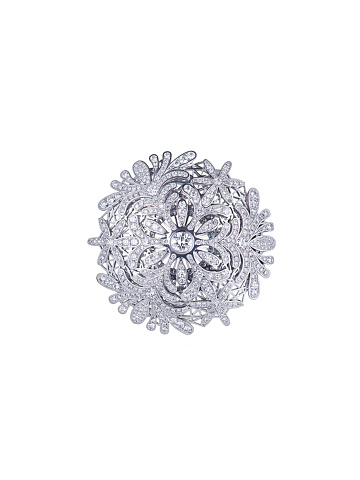 White gold snowflake-shaped brooch with diamonds, 1