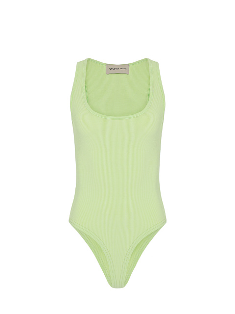 Light Green Ribbed Tank Bodysuit, 1