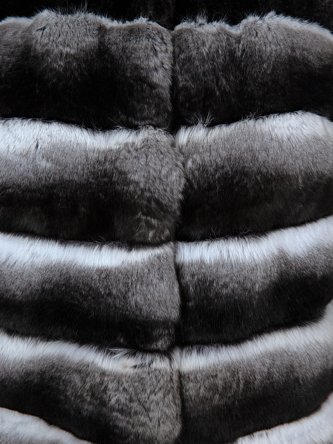 Black & Grey Chinchilla Fur Jacket, 3