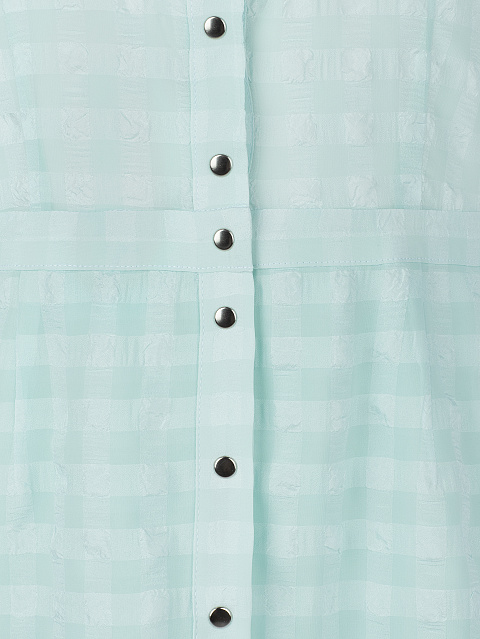 Turquoise Checked Mini Dress , 3