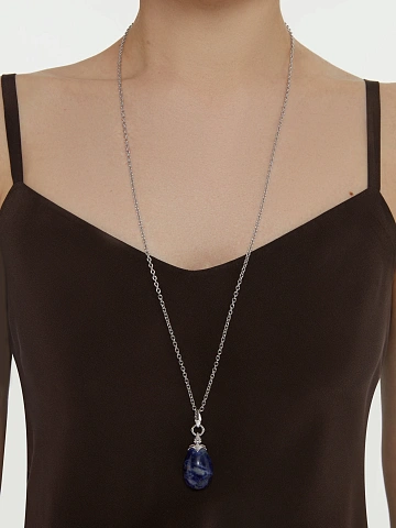 Sodalite & Cubic Zirconia Silver Necklace, 2