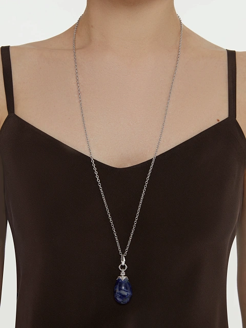 Sodalite & Cubic Zirconia Silver Necklace, 2