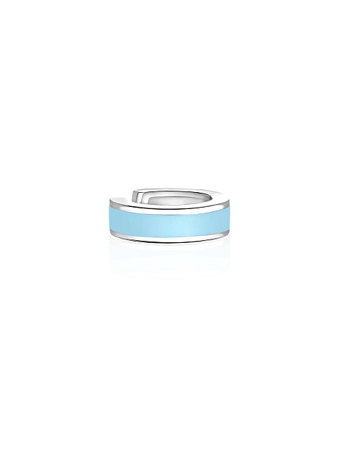 Narrow white gold ear cuff with blue enamel, 1