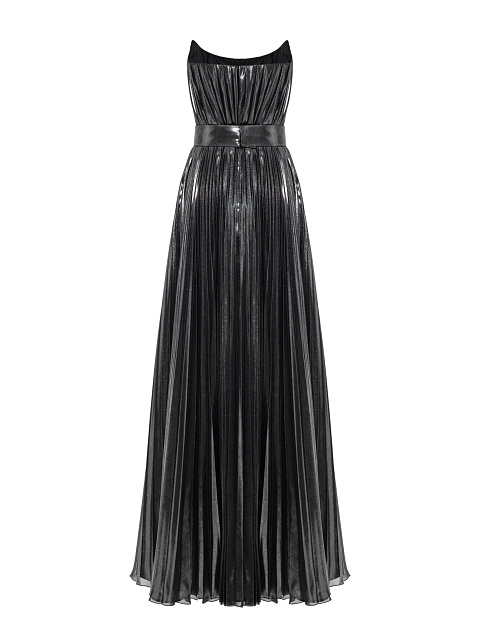 Silver maxi dress made of pleated fabric, 2