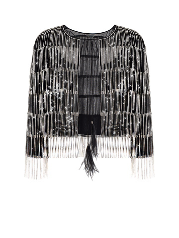 Black Rhinestones Chiffon Jacket, 1