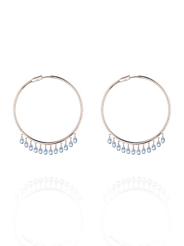 Hoop earrings made of rose gold with rock crystal, 1