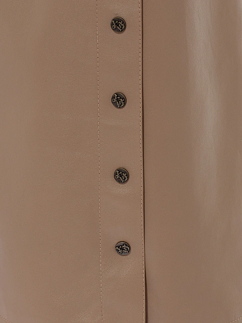 Beige Leather Midi Skirt, 4