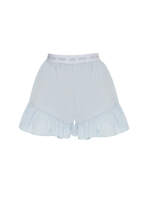 Light blue set with tie top and ruffled shorts, 3