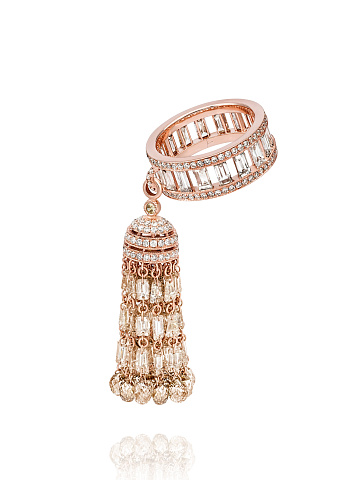 Rose Gold & Brown Diamonds Tassel Ring, 1