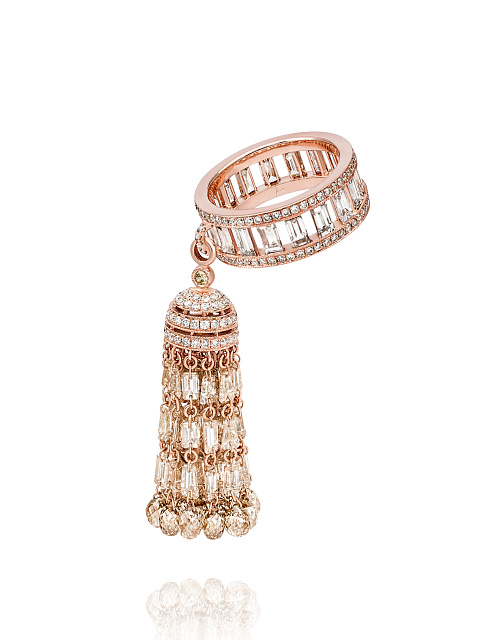 Rose Gold & Brown Diamonds Tassel Ring, 1