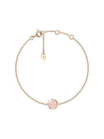 Bracelet made of rose gold with a rose of pink carved mother-of-pearl, 1