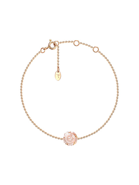 Bracelet made of rose gold with a rose of pink carved mother-of-pearl, 1