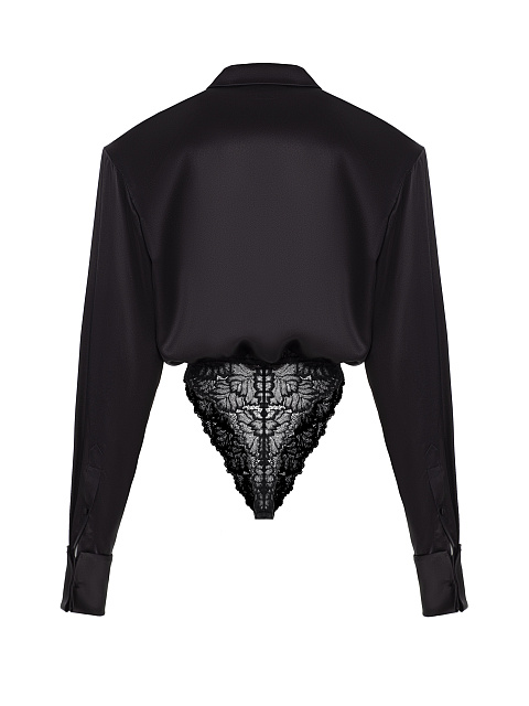 Black silk bodysuit blouse, 4 Black silk bodysuit blouse, 4