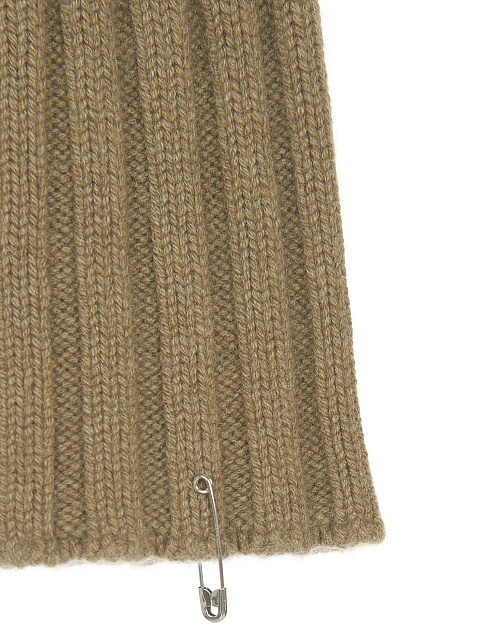 Beige Cashmere Safety Pin Beanie, 2