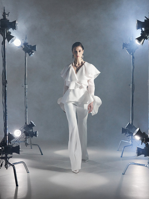 White Silk Flared Pants, 6