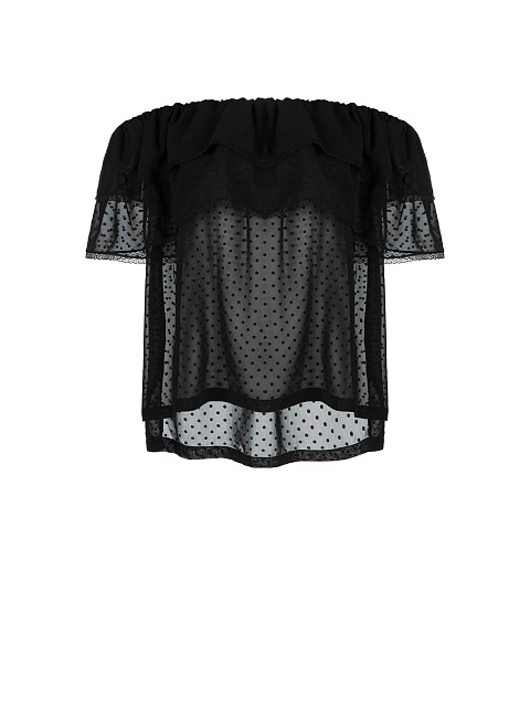 Black Chiffon Off Shoulder Top, 1