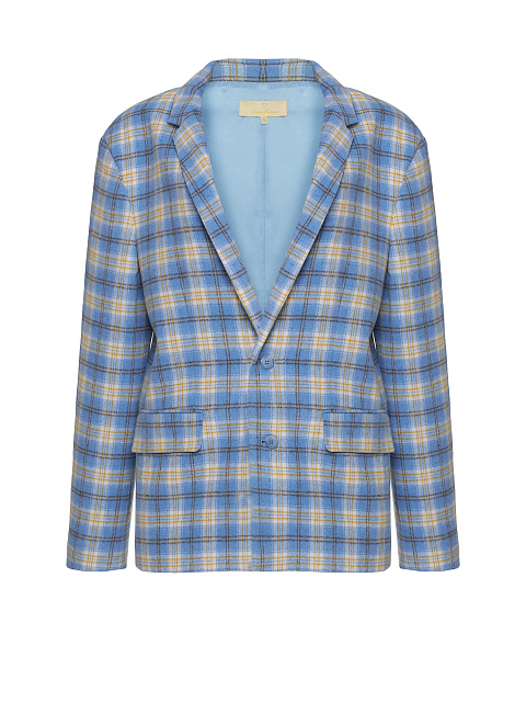 Light Blue & Yellow Oversized Check Jacket, 1